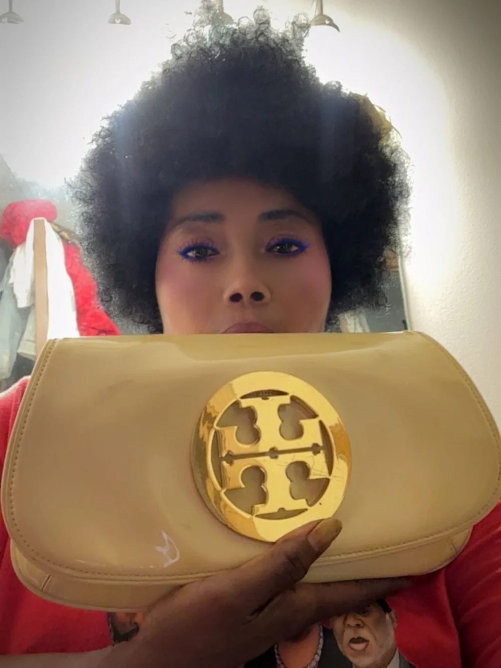 Tory Burch Yellow Patent Leather Clutch with Gold Logo Medallion